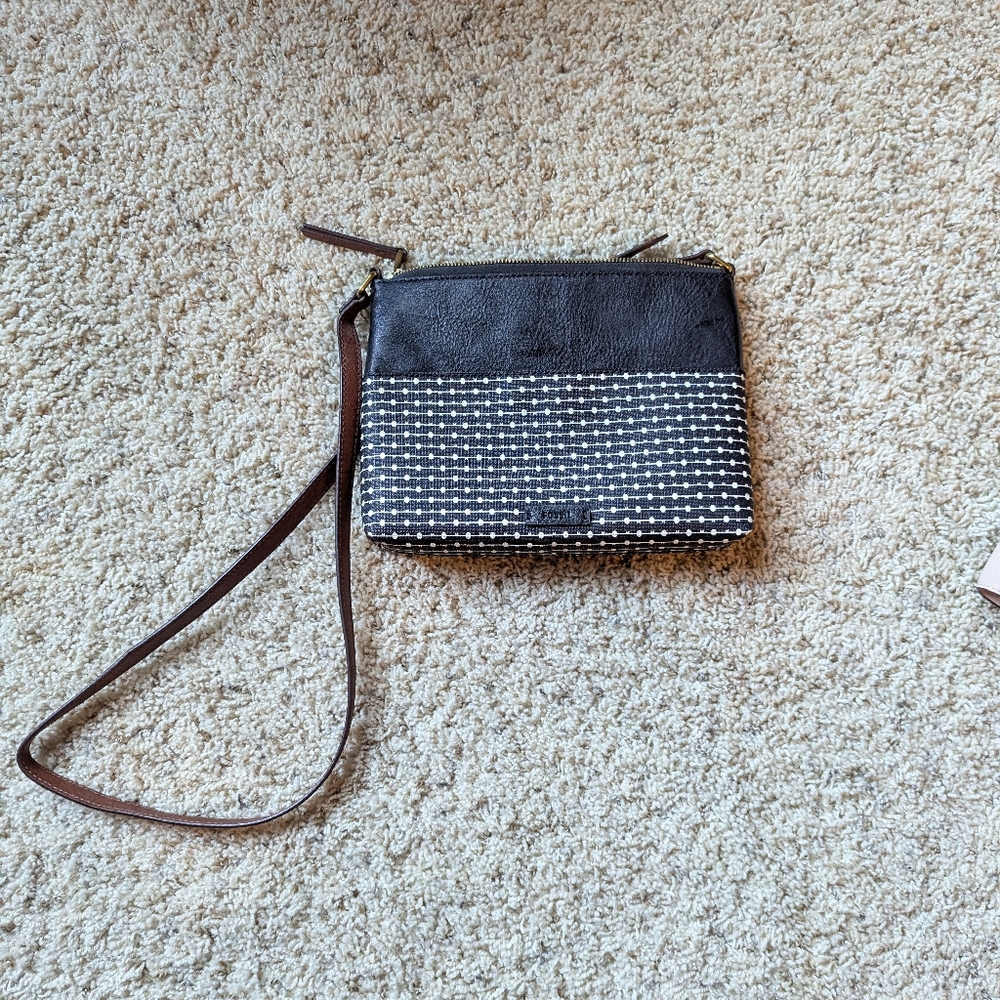 Fossil Purse Crossbody Black And White